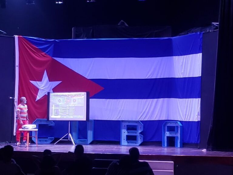 Cuba flag on stage