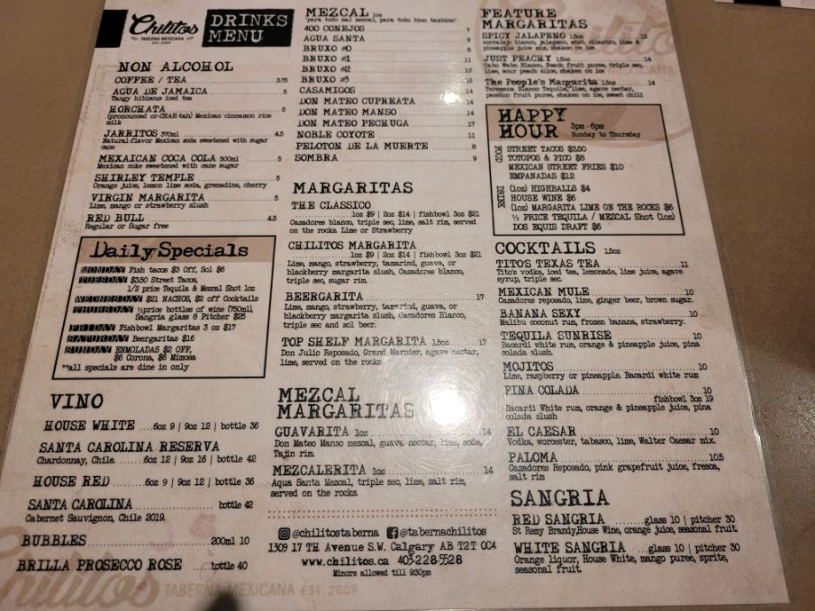 los chilitos drink menu